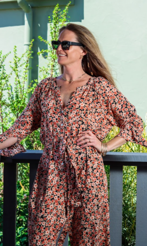 Peach Floral Prints Jumpsuit