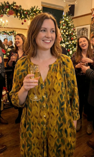 Golden Abstract Long Pants Suit