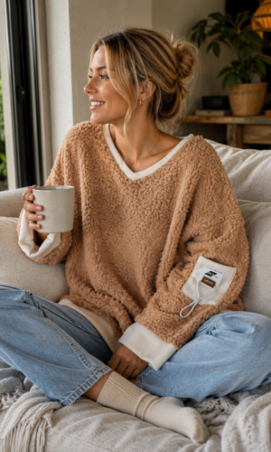 Cosy Taupe Teddy Knit